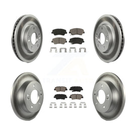 Front Rear Coated Disc Brake Rotors And Ceramic Pads Kit For 2014 Kia Forte5 EX
