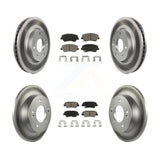 Front Rear Coated Disc Brake Rotors And Ceramic Pads Kit For 2014 Kia Forte5 EX