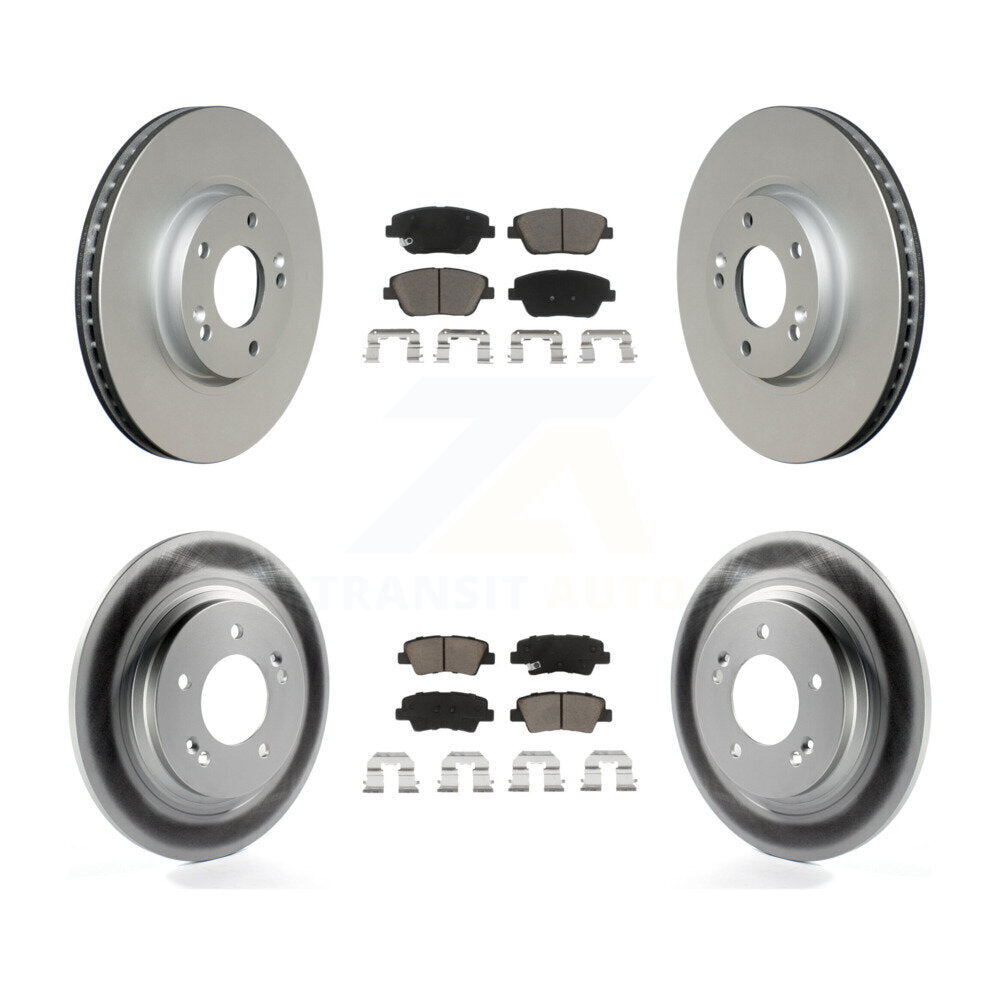 Front Rear Coated Disc Brake Rotors And Ceramic Pads Kit For Kia Optima