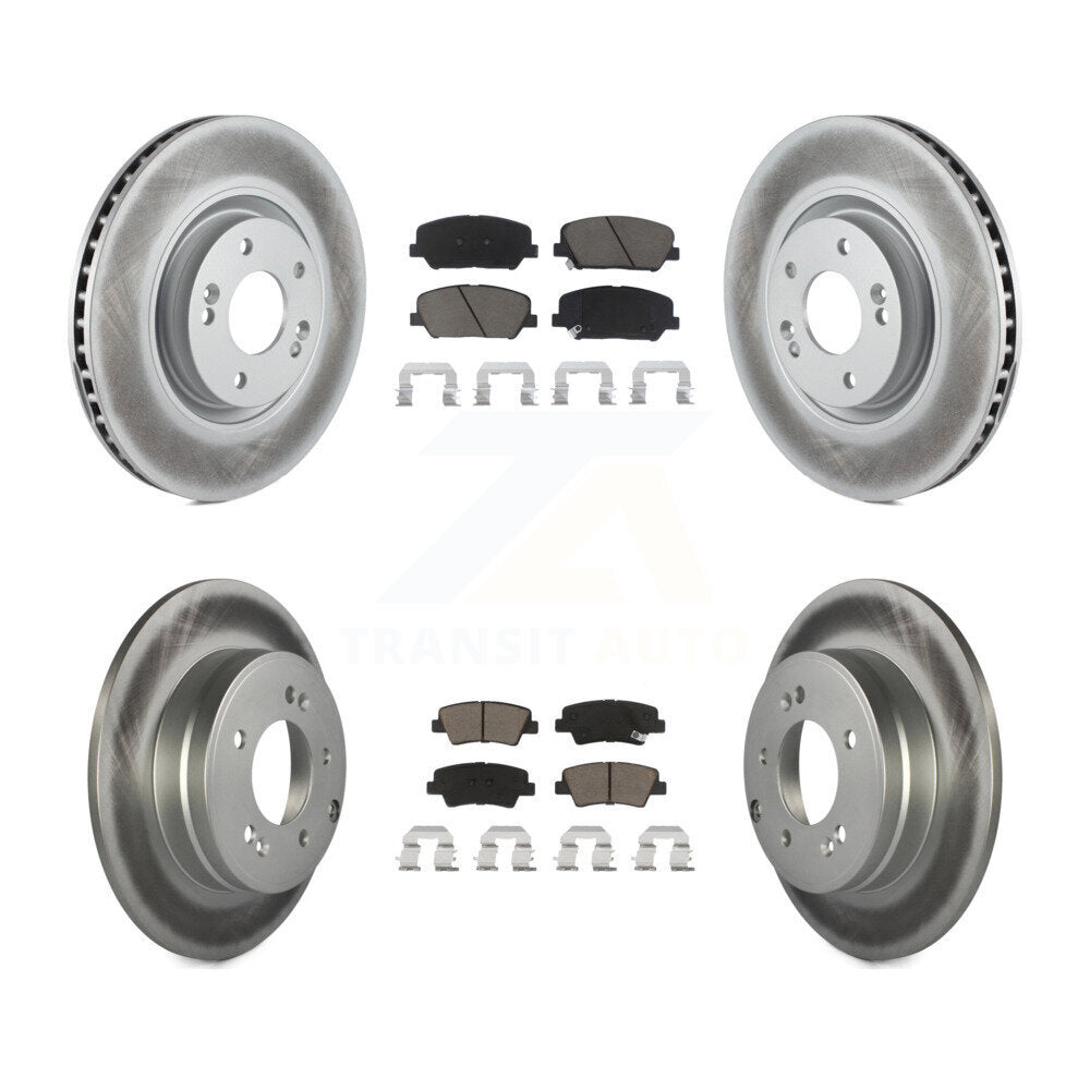 Front Rear Coated Disc Brake Rotors And Ceramic Pads Kit For Kia Optima 2.0L