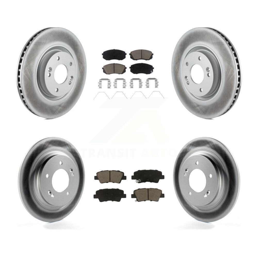 Front Rear Coated Disc Brake Rotors And Ceramic Pads Kit For Kia Optima