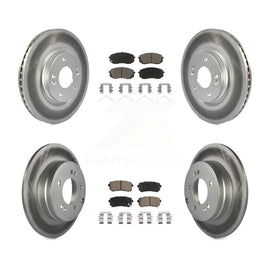 Front Rear Coated Disc Brake Rotors And Ceramic Pads Kit For Kia Optima