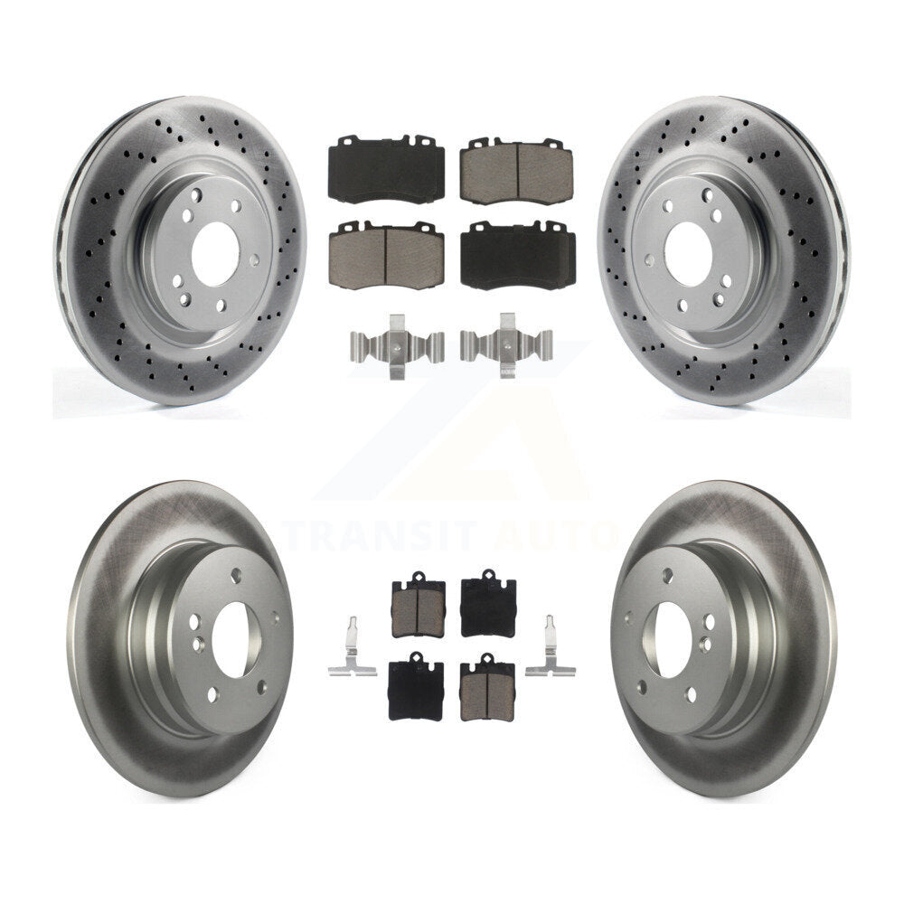 Front Rear Coated Brake Rotor Ceramic Pad Kit For Mercedes-Benz C230 C320 SLK350