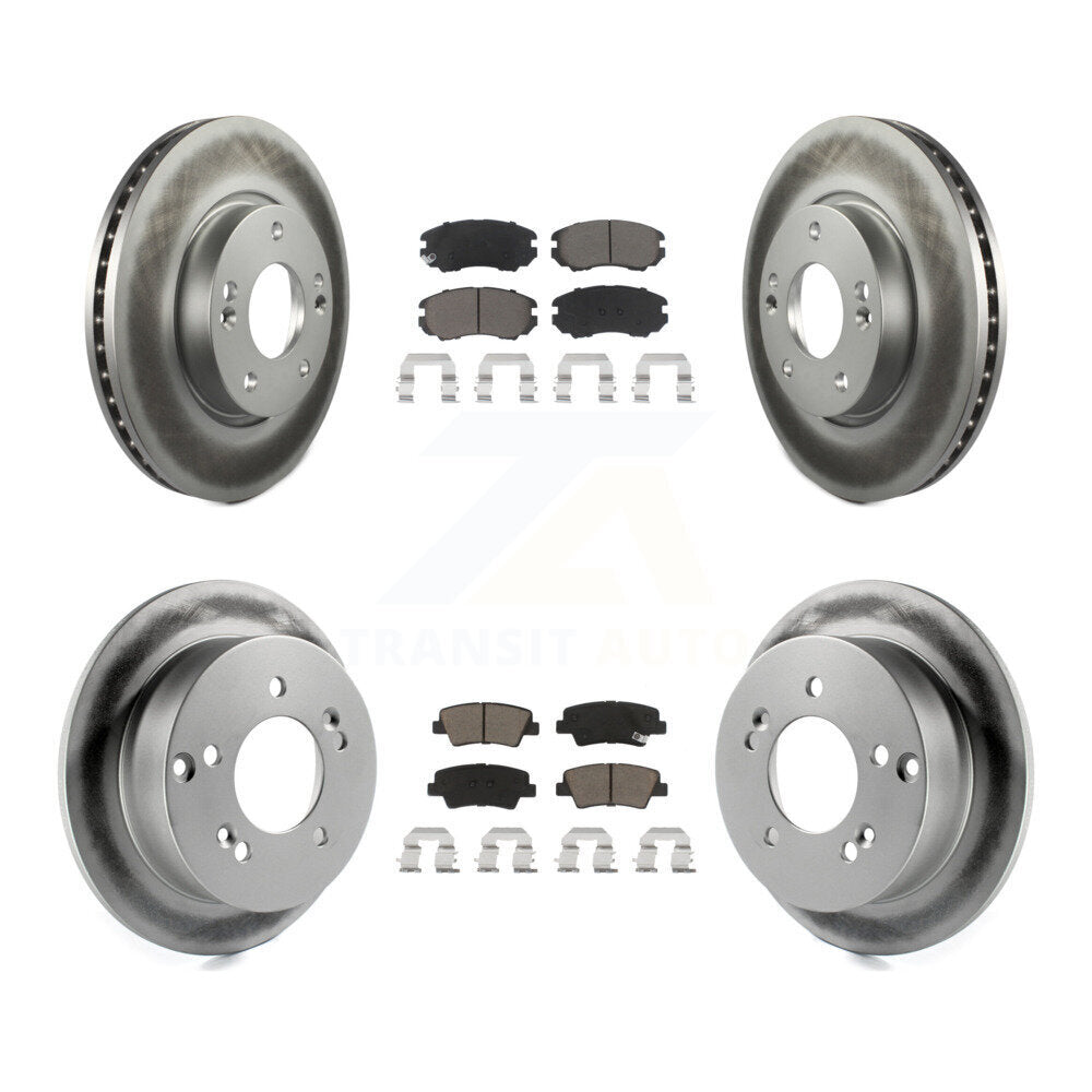 Front Rear Coated Disc Brake Rotors And Ceramic Pads Kit For Hyundai Sonata 2.4L