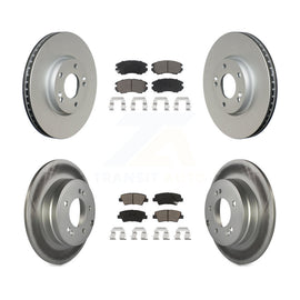 Front Rear Coated Disc Brake Rotors And Ceramic Pads Kit For Hyundai Sonata 3.3L