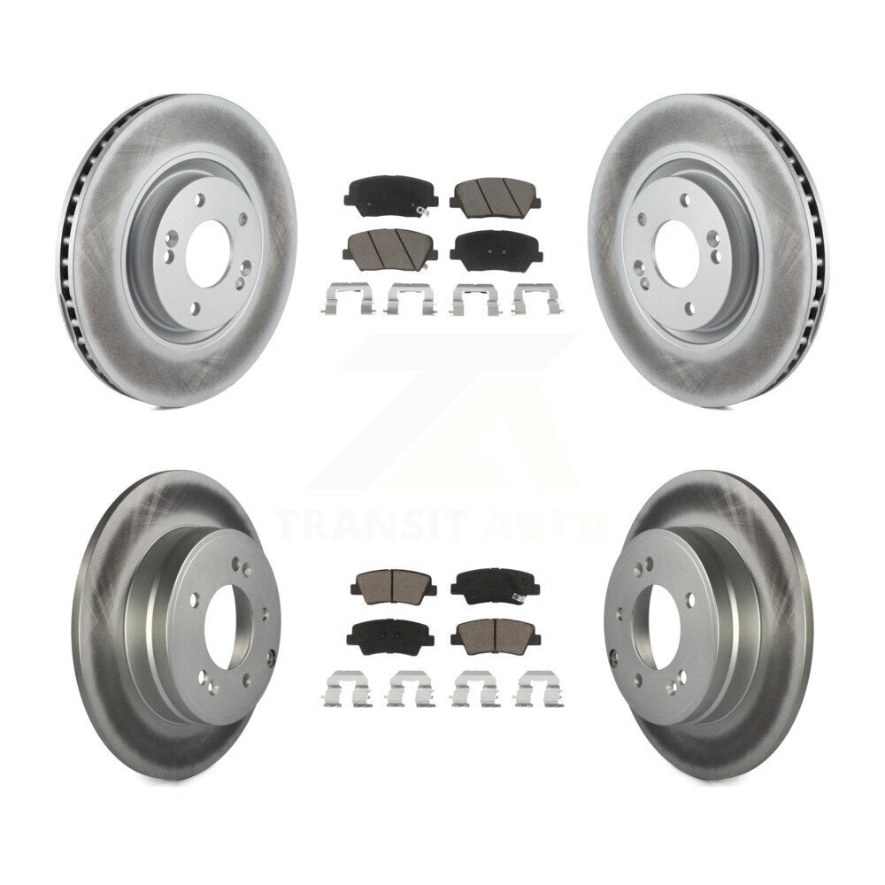 Front Rear Coated Disc Brake Rotors And Ceramic Pads Kit For Hyundai Azera