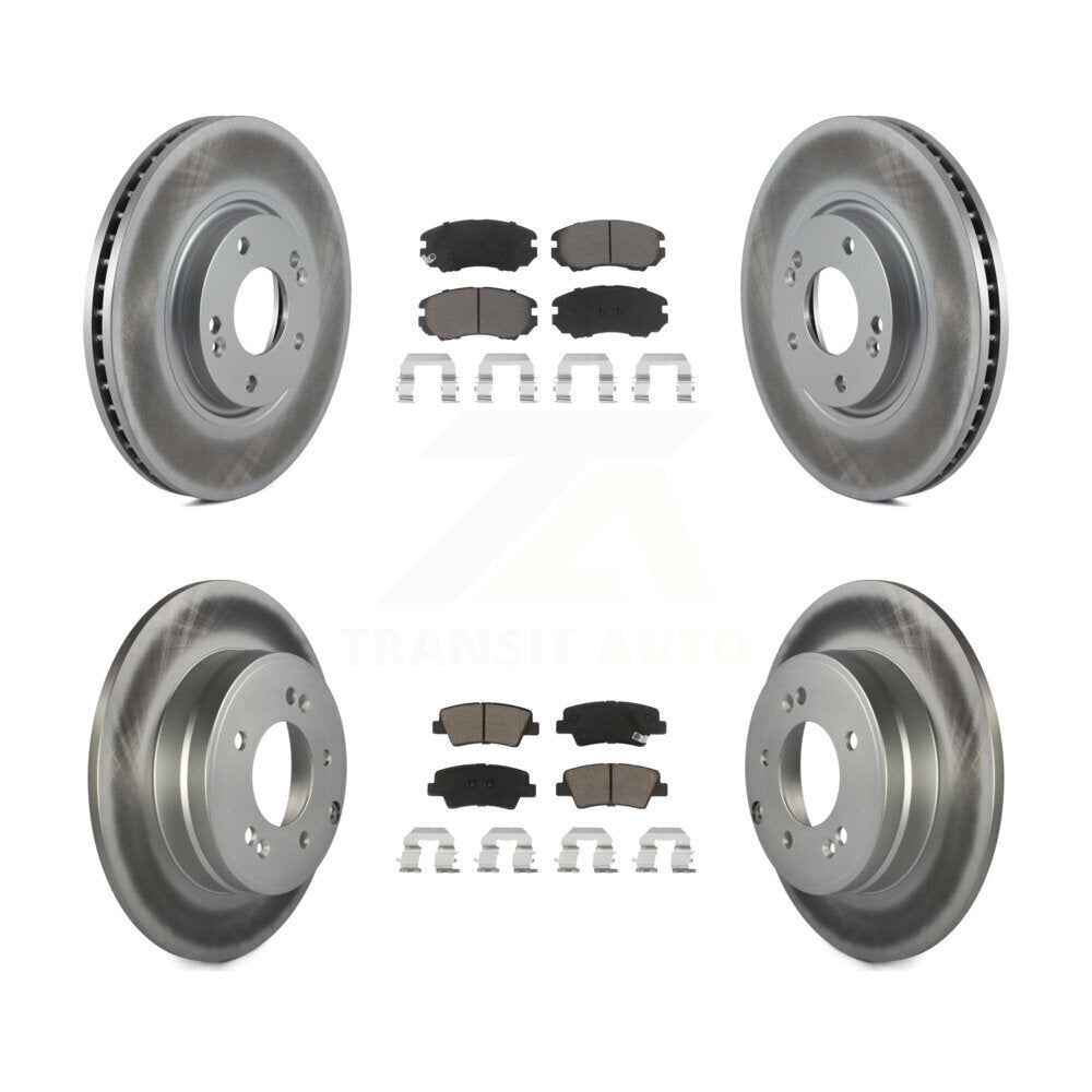 Front Rear Coated Disc Brake Rotor & Ceramic Pad Kit For 2010-2011 Hyundai Azera