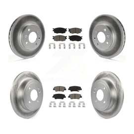 [Front+Rear] 2011 Hyundai Accent Premium Coated Rotors & Ceramic Pads Brake Kit For Max Braking