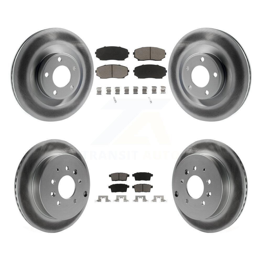 Front Rear Coated Disc Brake Rotor And Ceramic Pad Kit For Ford Edge Lincoln MKX