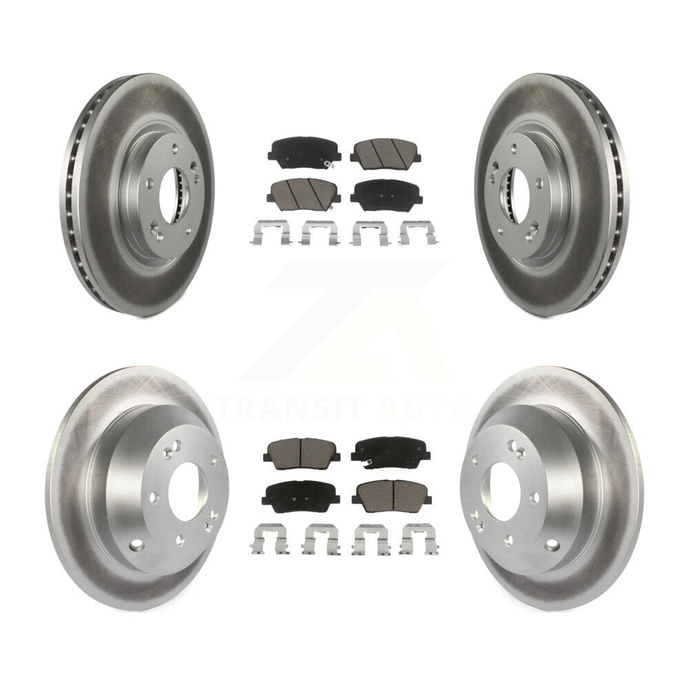 Front Rear Coated Brake Rotor & Ceramic Pad Kit For Kia Sorento Hyundai Santa Fe