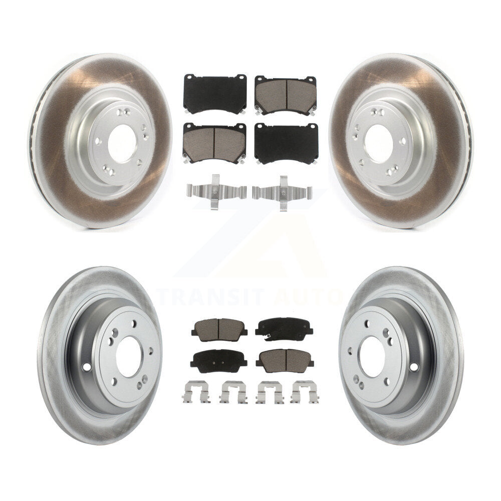 Front Rear Coated Disc Brake Rotors And Ceramic Pad Kit For Hyundai Genesis 4.6L