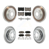 Front Rear Coated Disc Brake Rotors And Ceramic Pad Kit For Hyundai Genesis 4.6L