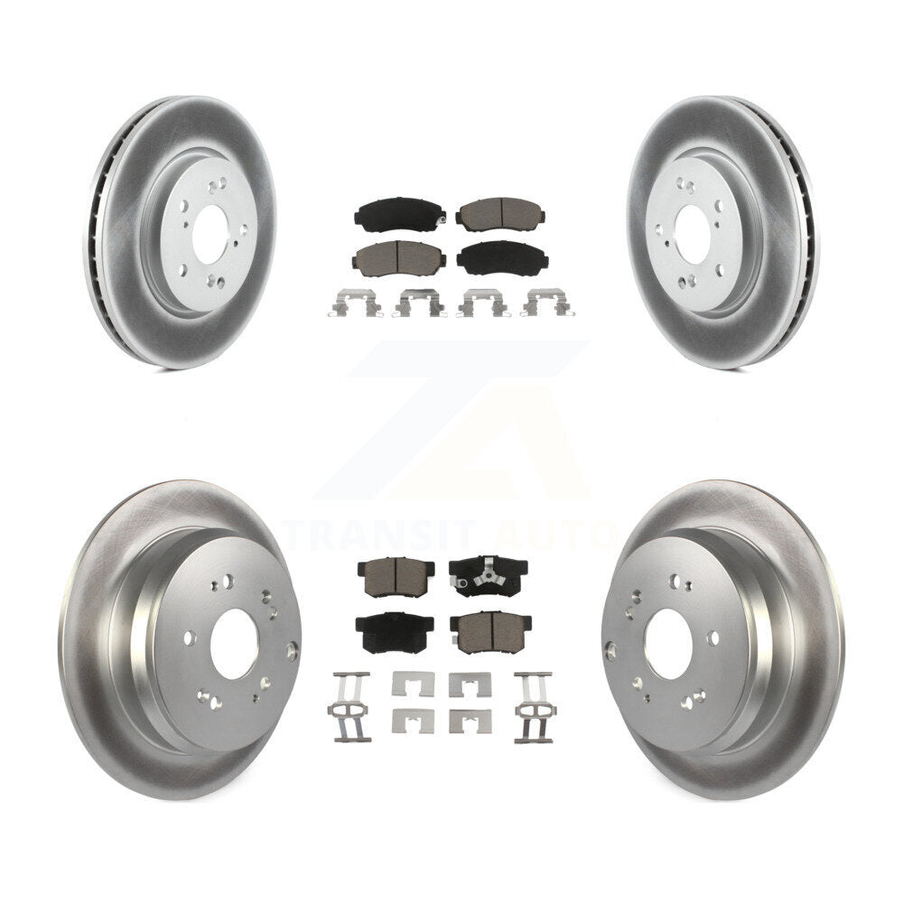 Front Rear Coated Disc Brake Rotors And Ceramic Pad Kit For Honda CR-V Acura RDX