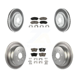 Front Rear Coated Disc Brake Rotors And Ceramic Pad Kit For Honda CR-V Acura RDX