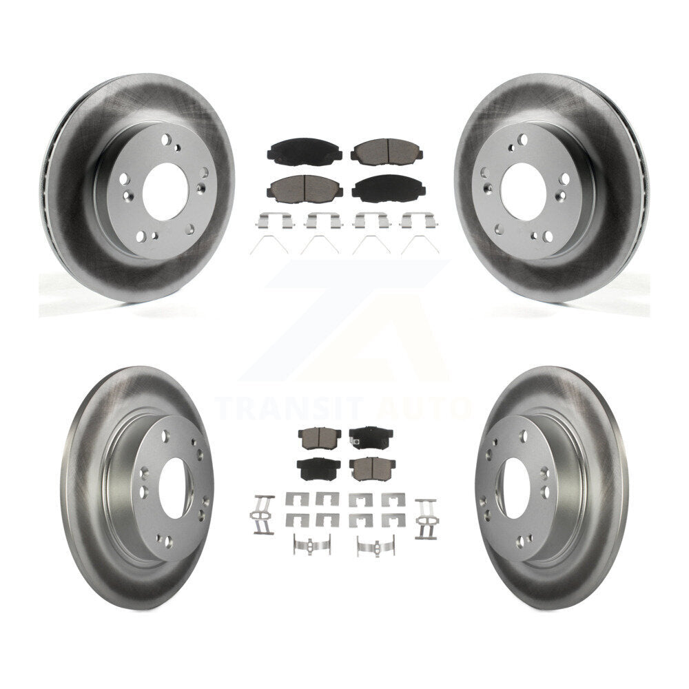 Front Rear Coated Disc Brake Rotors And Ceramic Pads Kit For Honda Civic