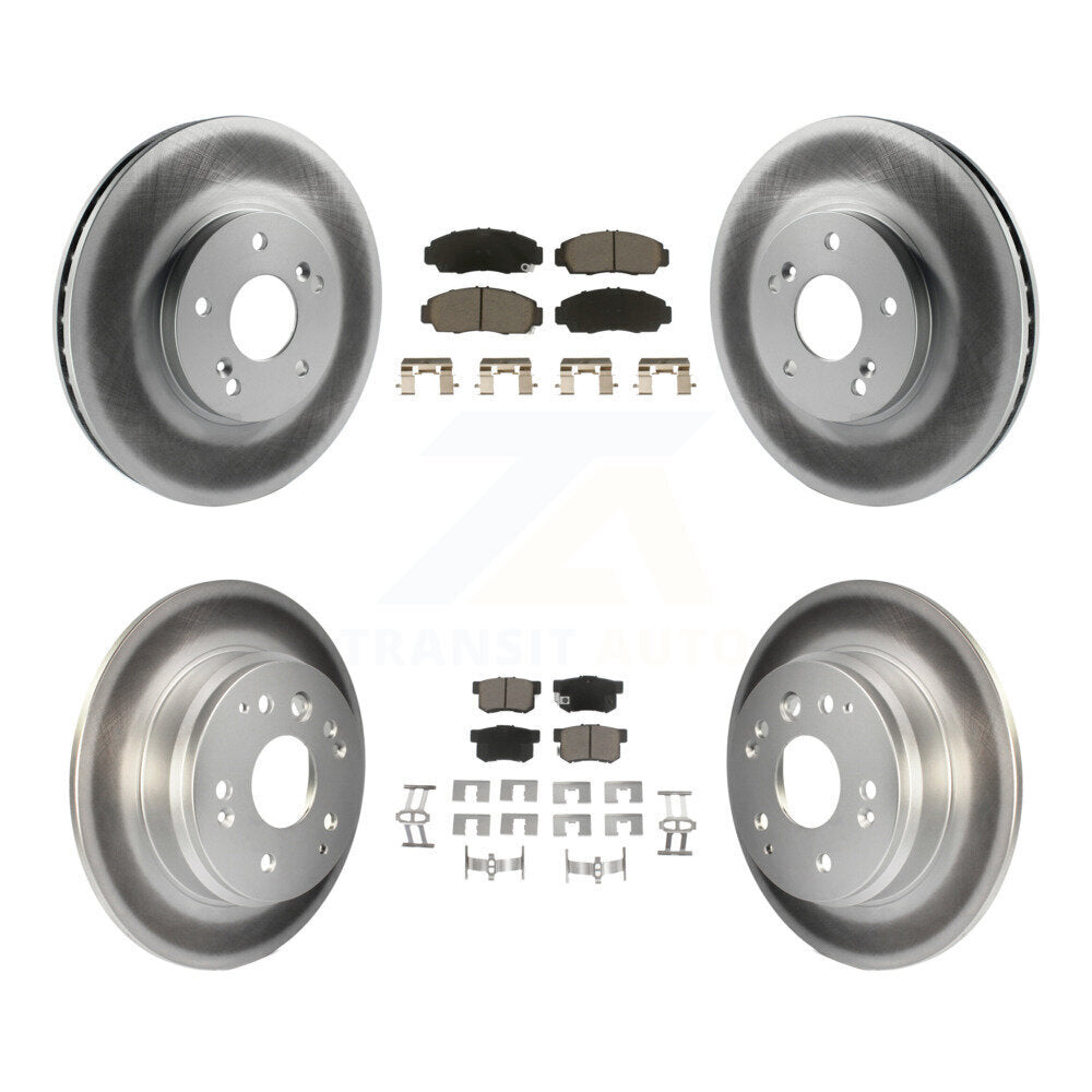 Front Rear Coated Disc Brake Rotors And Ceramic Pads Kit For Acura TL