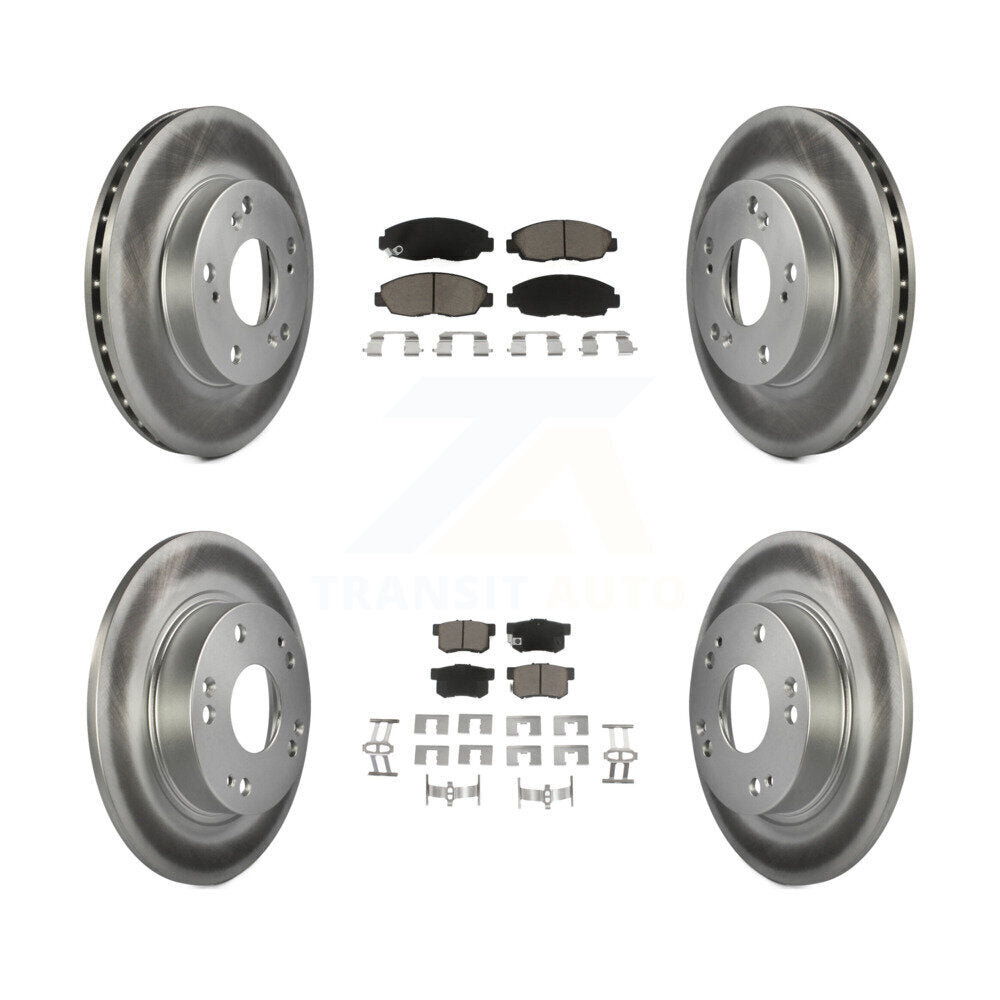 Front Rear Coated Disc Brake Rotors And Ceramic Pads Kit For Honda Civic