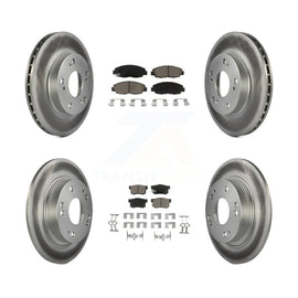 Front Rear Coated Disc Brake Rotors And Ceramic Pads Kit For Honda Civic