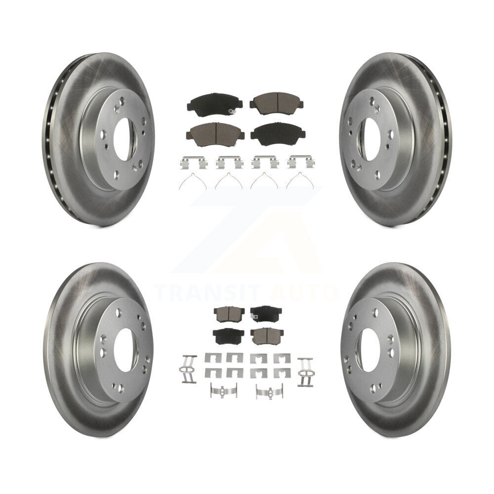 Front Rear Coated Disc Brake Rotors And Ceramic Pads Kit For Honda Civic