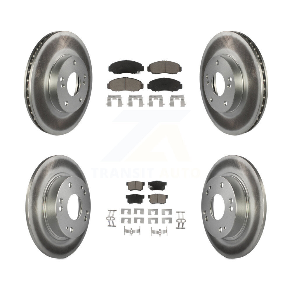 Front Rear Coated Disc Brake Rotors And Ceramic Pads Kit For Acura CSX