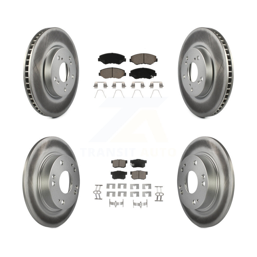 Front Rear Coated Disc Brake Rotors And Ceramic Pads Kit For Honda Civic