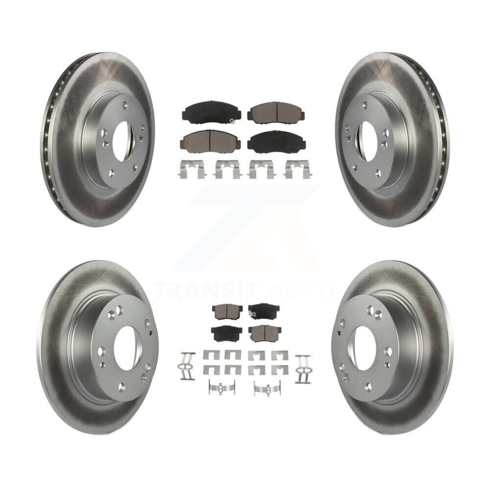 Front Rear Coated Disc Brake Rotors And Ceramic Pads Kit For Honda Accord