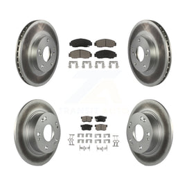 Front Rear Coated Disc Brake Rotors And Ceramic Pads Kit For Honda Accord