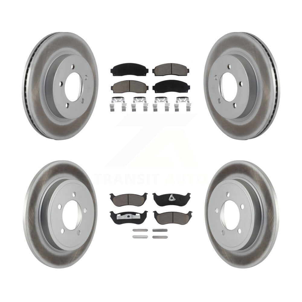 Front Rear Coated Disc Brake Rotor And Ceramic Pad Kit For Ford Explorer Mercury