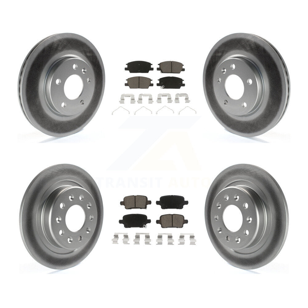 Front Rear Coated Brake Rotor & Ceramic Pad Kit For Chevrolet Equinox Malibu GMC