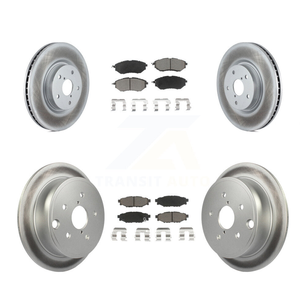 Front Rear Coated Disc Brake Rotors And Ceramic Pads Kit For Subaru WRX