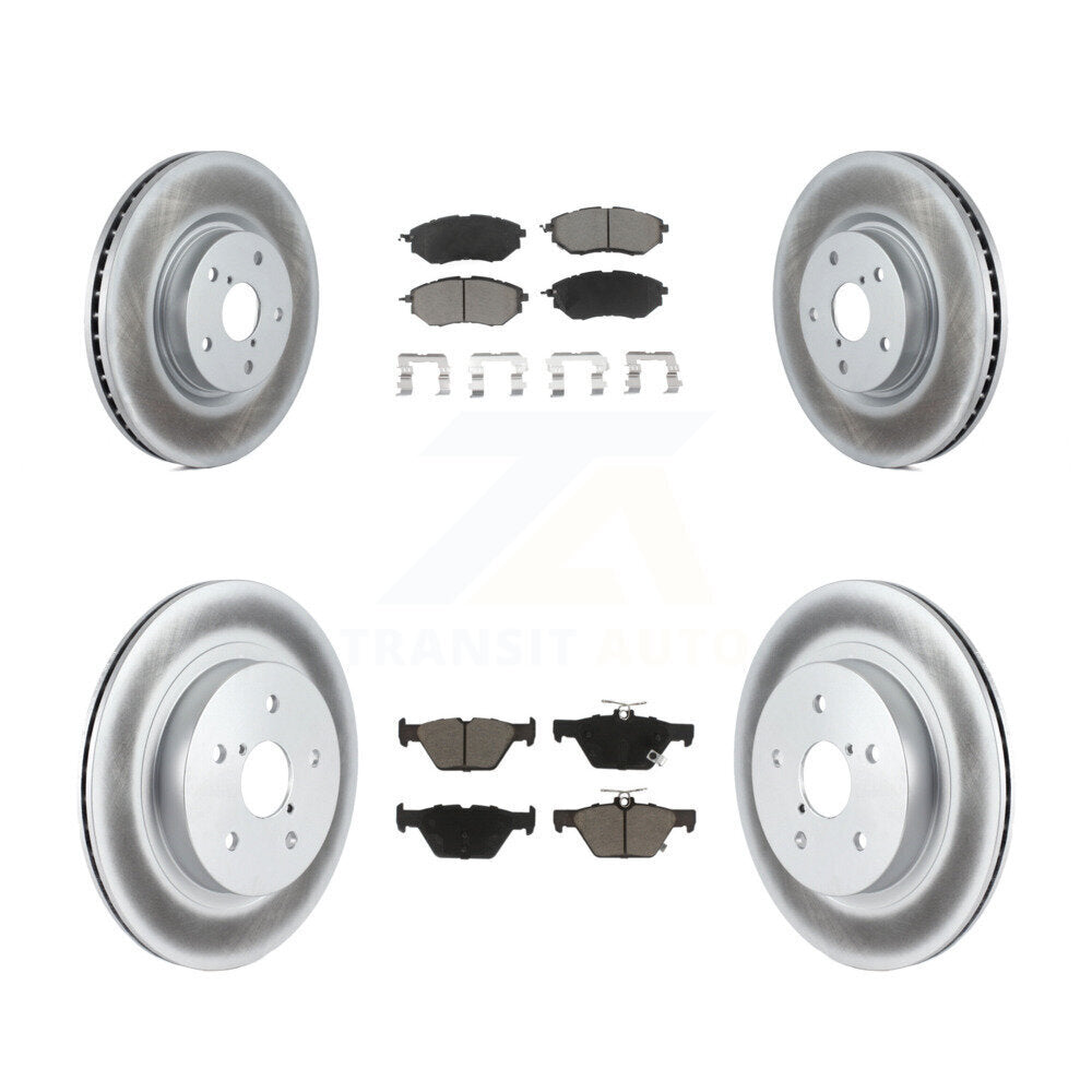 Front Rear Coated Disc Brake Rotor Ceramic Pad Kit For Subaru Outback Legacy WRX