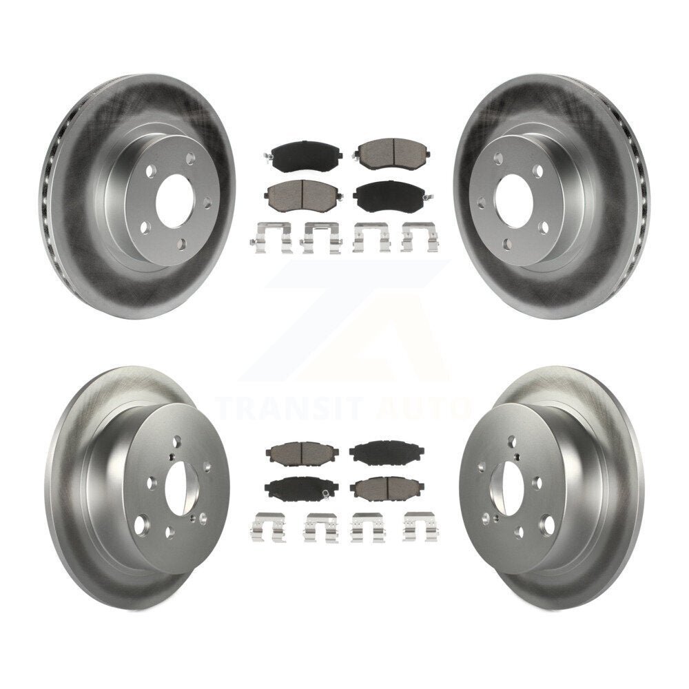 Front Rear Coated Disc Brake Rotors And Ceramic Pads Kit For Subaru Impreza