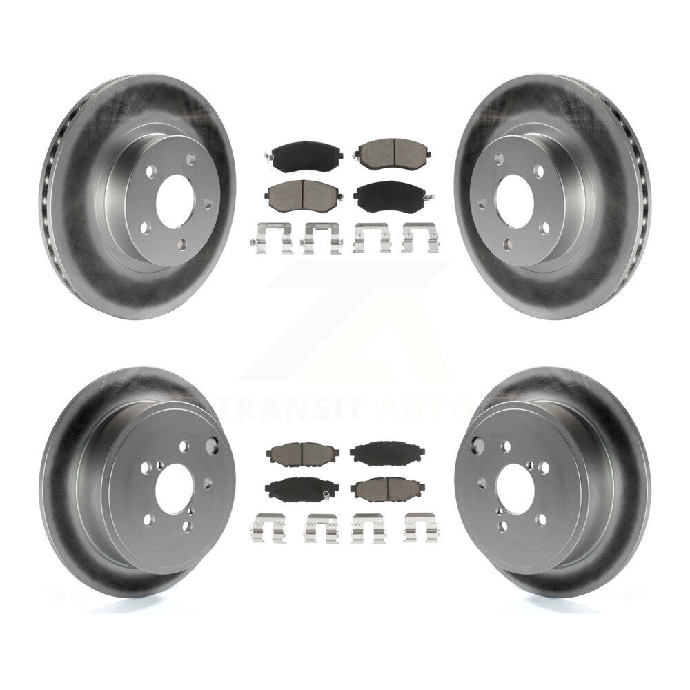Front Rear Coated Disc Brake Rotors And Ceramic Pads Kit For Subaru Impreza