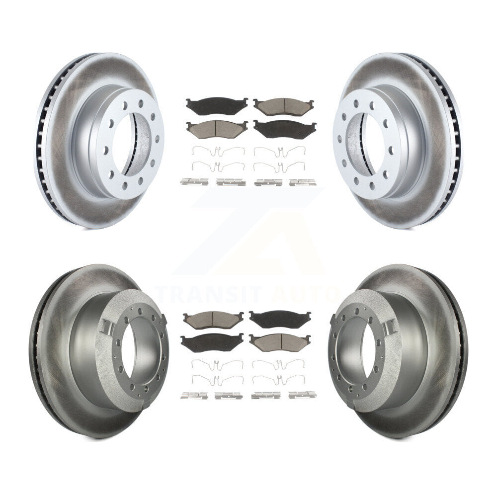 Front Rear Coat Disc Brake Rotor Ceramic Pad Kit For Ford F-450 Super Duty F-550