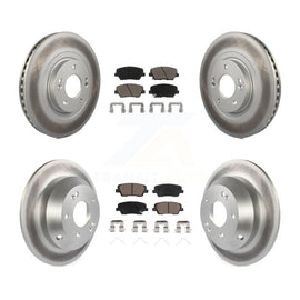 Front Rear Coated Brake Rotor & Ceramic Pad Kit For Kia Sorento Hyundai Santa Fe