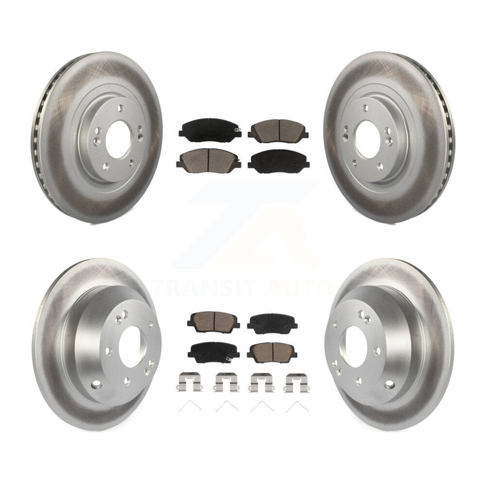 Front Rear Coated Disc Brake Rotors And Ceramic Pads Kit For Hyundai Santa Fe XL