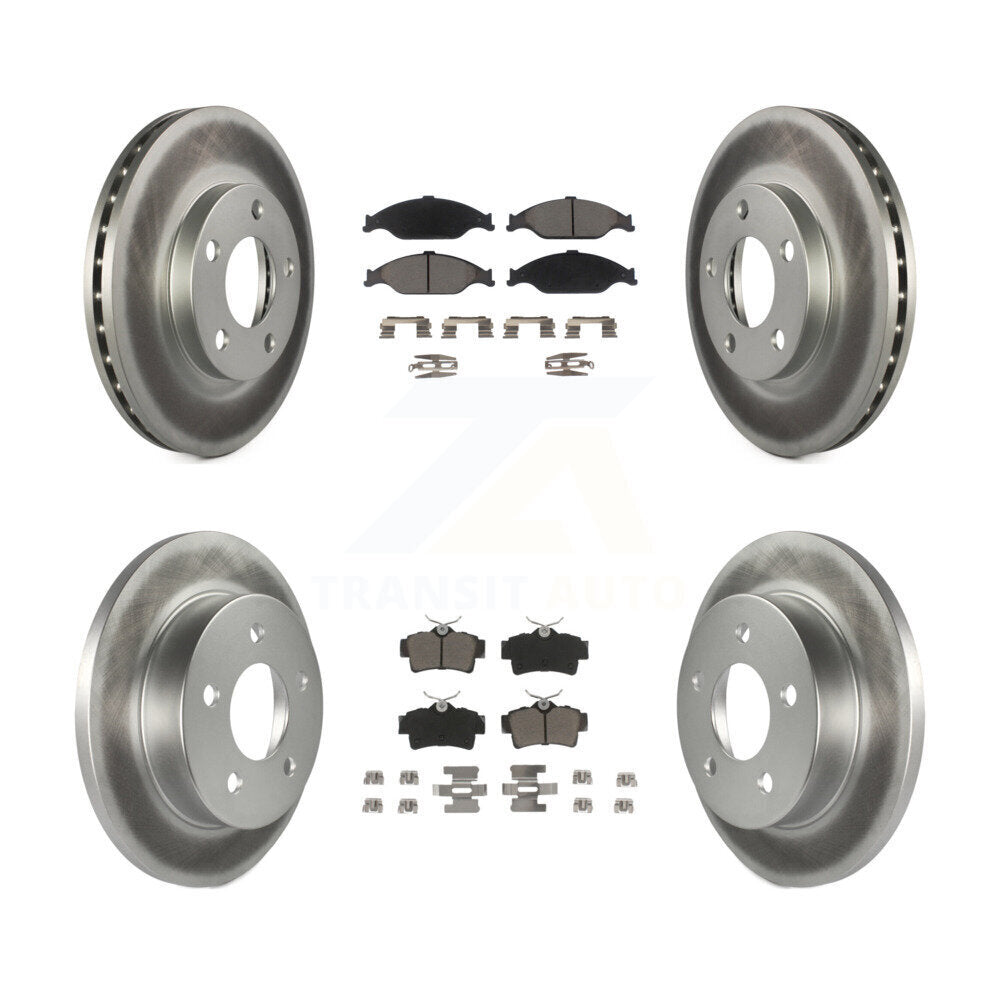 Front Rear Coated Disc Brake Rotors And Ceramic Pads Kit For Ford Mustang