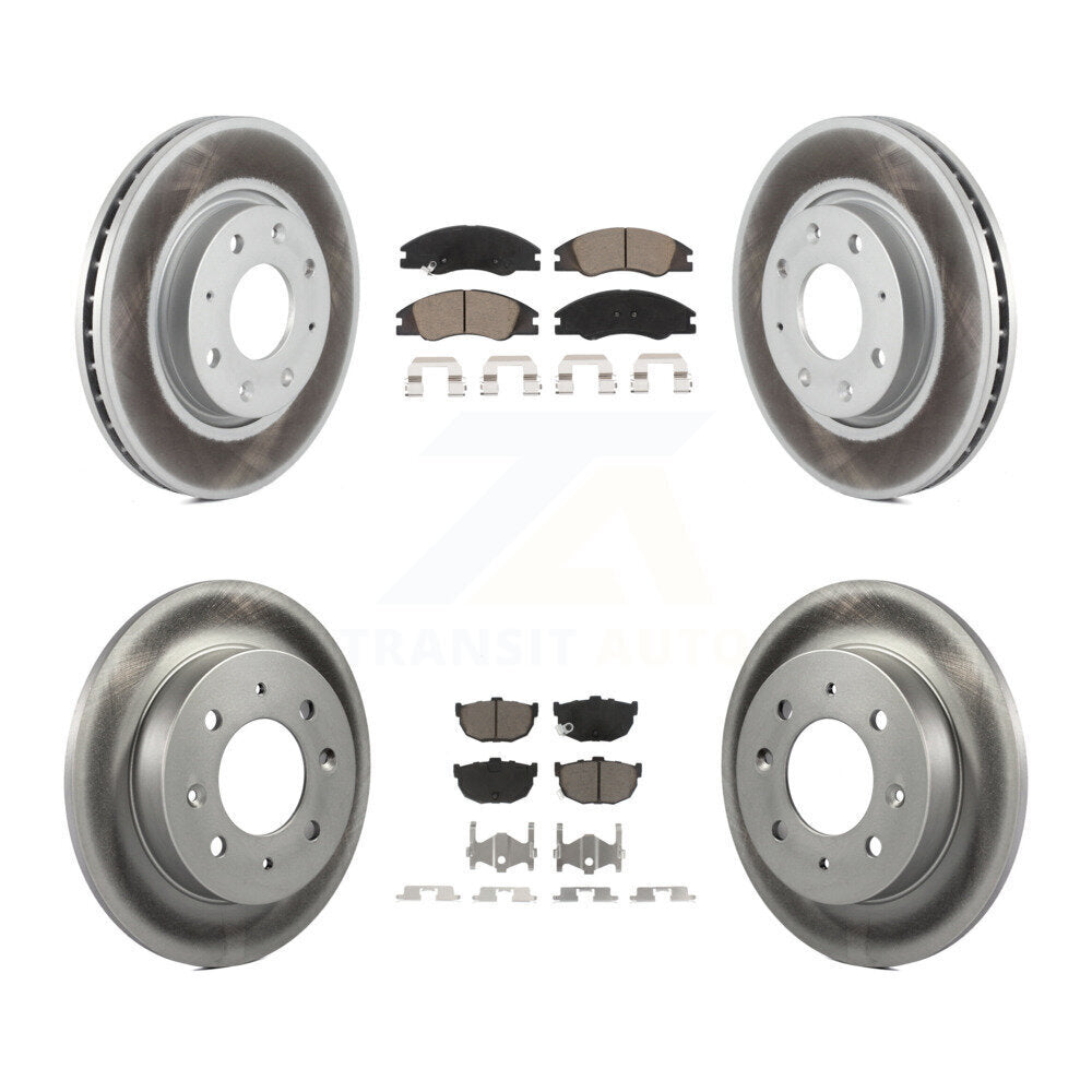 Front Rear Coated Disc Brake Rotors And Ceramic Pad Kit For Kia Spectra Spectra5