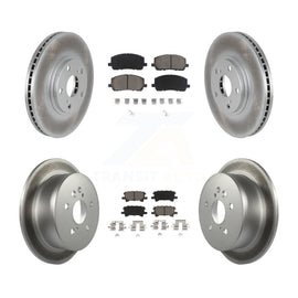 Front Rear Coated Disc Brake Rotors And Ceramic Pads Kit For Toyota Highlander