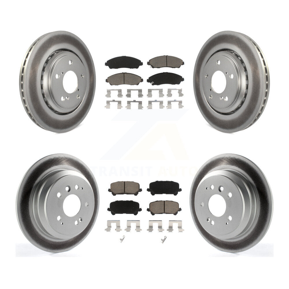 Front Rear Coated Disc Brake Rotor And Ceramic Pad Kit For Honda Pilot Ridgeline