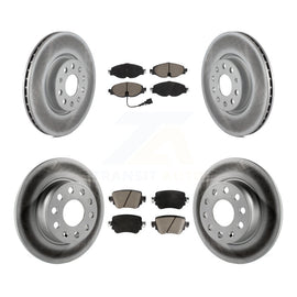 Front Rear Coated Brake Rotor & Ceramic Pad Kit For Volkswagen GTI Golf Alltrack