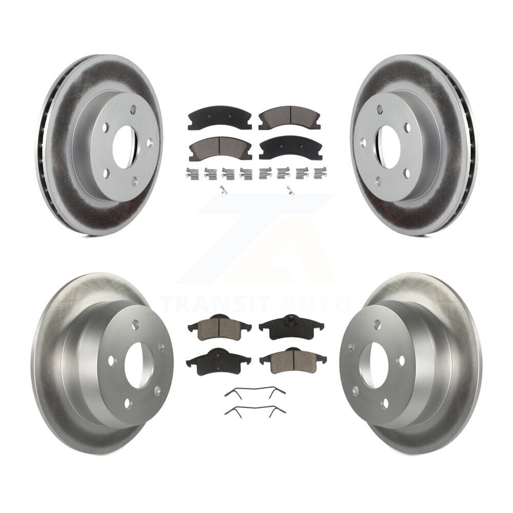 Front Rear Coated Disc Brake Rotors And Ceramic Pads Kit For Jeep Grand Cherokee