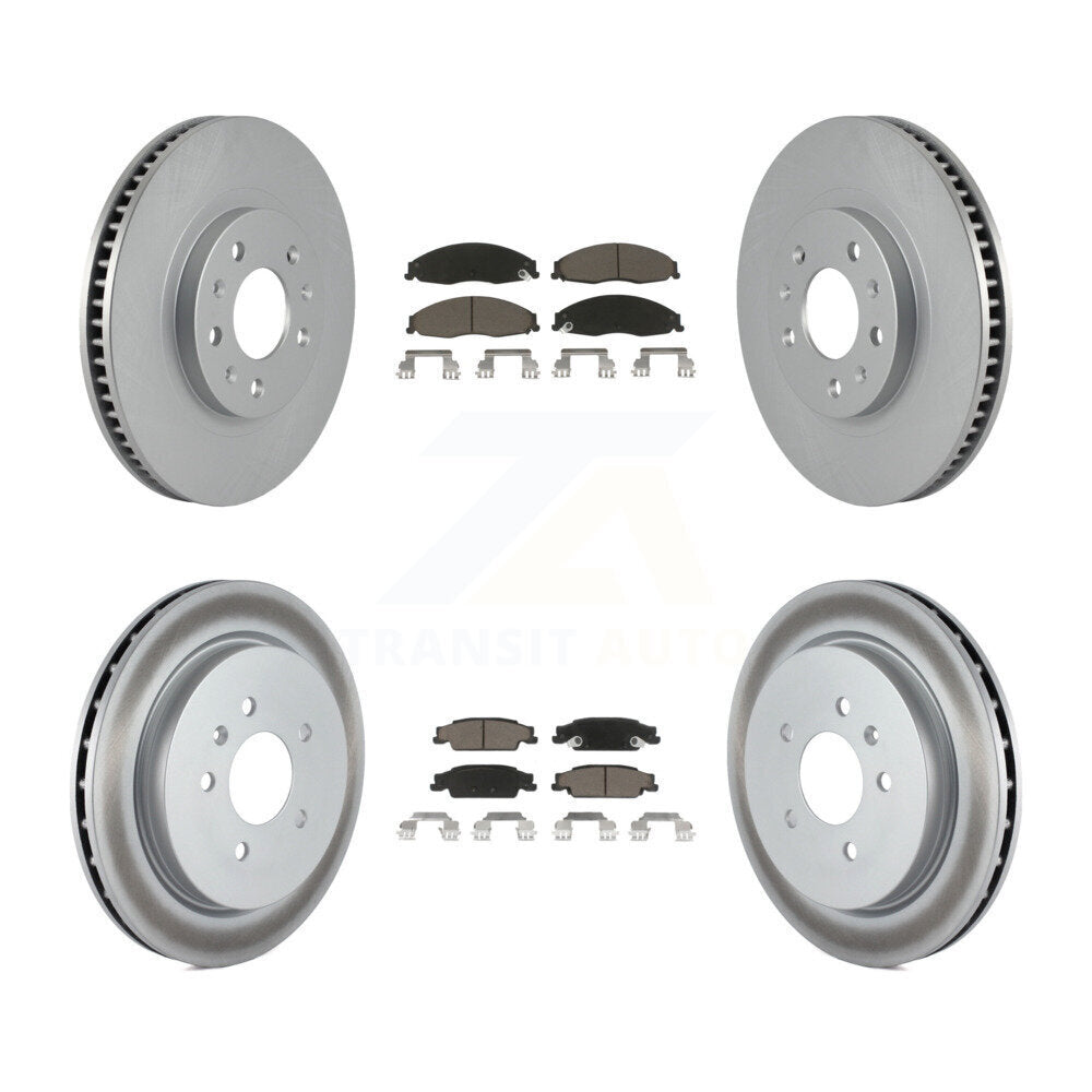 Front Rear Coated Disc Brake Rotors And Ceramic Pads Kit For Cadillac CTS