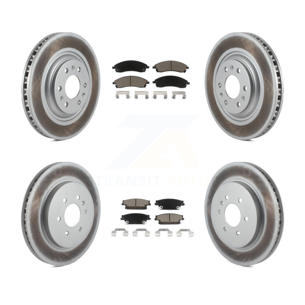 Front Rear Coated Disc Brake Rotors And Ceramic Pads Kit For Cadillac SRX