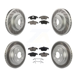 Front Rear Coated Brake Rotor & Ceramic Pad Kit For Mercedes-Benz E350 C300 C350