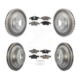 Front Rear Coated Disc Brake Rotor & Ceramic Pad Kit For Mercedes-Benz E350 E400