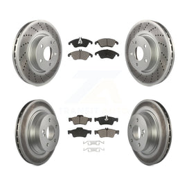 Front Rear Coated Disc Brake Rotor & Ceramic Pad Kit For Mercedes-Benz E350 E400