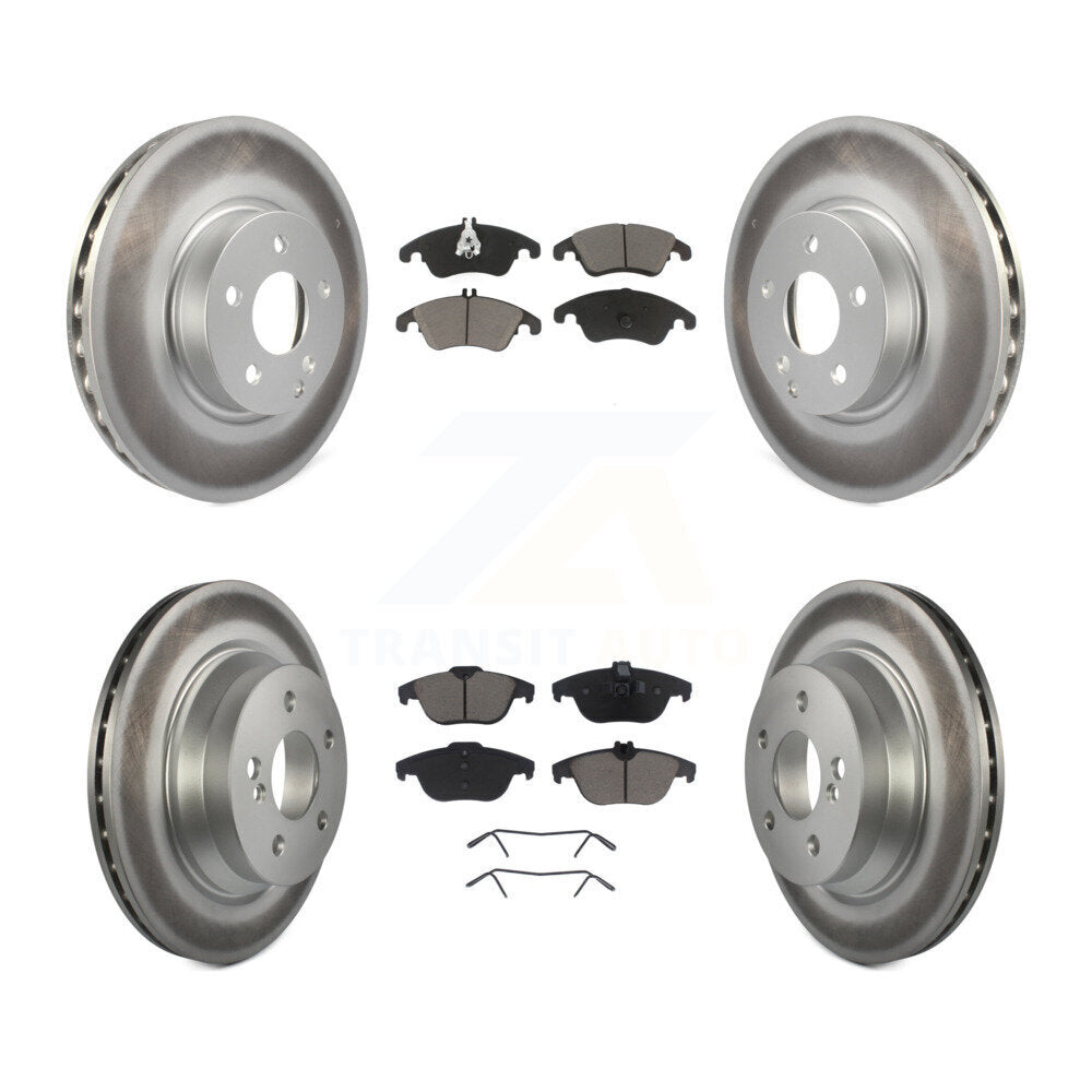 Front Rear Coated Disc Brake Rotors And Ceramic Pads Kit For Mercedes-Benz E350