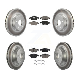 Front Rear Coated Disc Brake Rotors And Ceramic Pads Kit For Mercedes-Benz E350