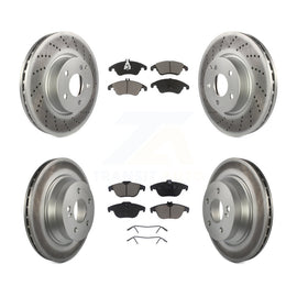 Front Rear Coated Disc Brake Rotors And Ceramic Pads Kit For Mercedes-Benz E350